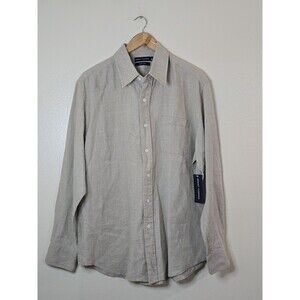 Grant Thomas 100% Pure Linen Shirt Mens Large Natural Beige Button Down NWT